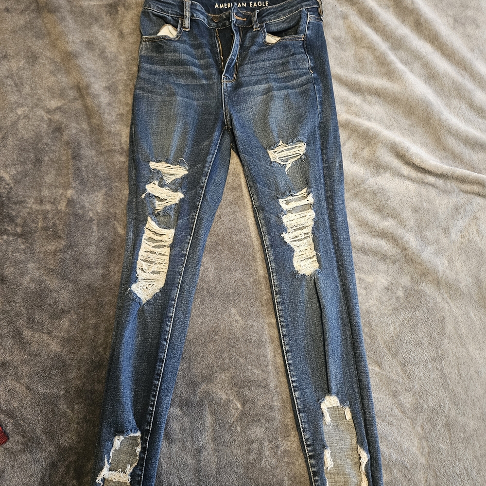 American Eagle Outfitters Ripped Blue Skinny Jeans